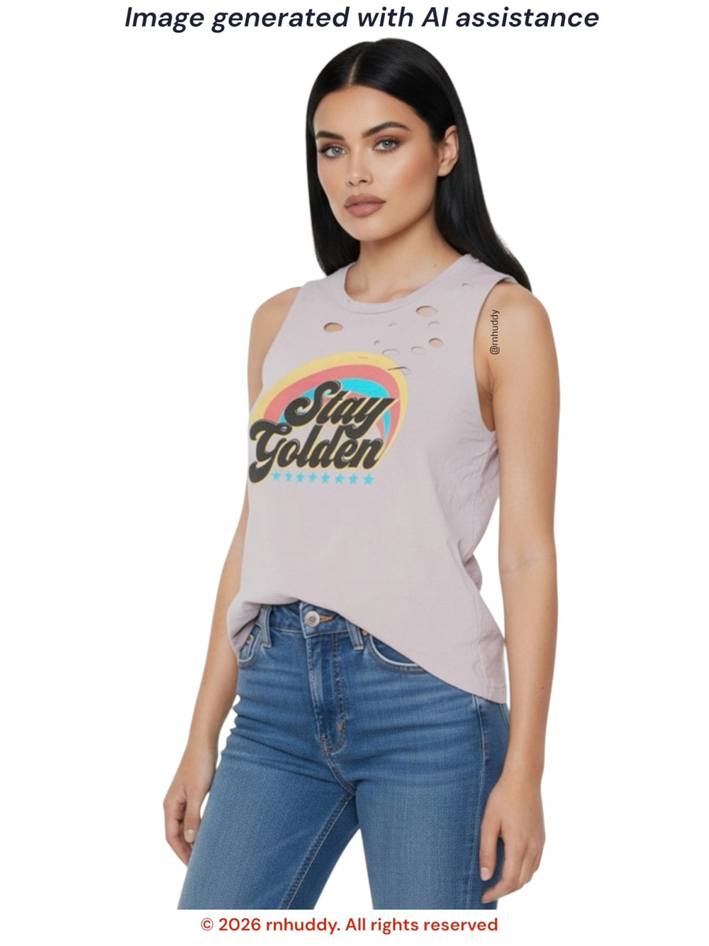 Zutter L beige slashed stay golden cotton tank